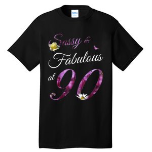 90 Year Old Sassy & Fabulous Floral 1933 90th Birthday Gift Tall T-Shirt