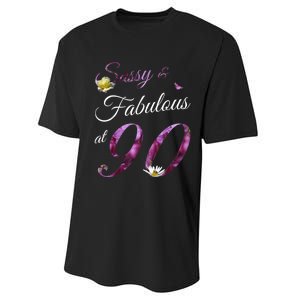 90 Year Old Sassy & Fabulous Floral 1933 90th Birthday Gift Performance Sprint T-Shirt