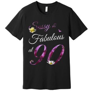 90 Year Old Sassy & Fabulous Floral 1933 90th Birthday Gift Premium T-Shirt