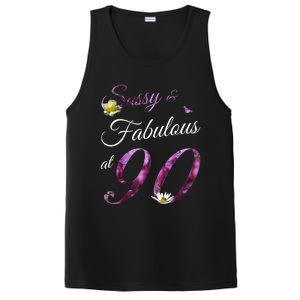 90 Year Old Sassy & Fabulous Floral 1933 90th Birthday Gift PosiCharge Competitor Tank