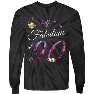 90 Year Old Sassy & Fabulous Floral 1933 90th Birthday Gift Tie-Dye Long Sleeve Shirt