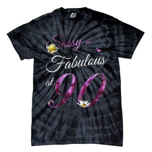 90 Year Old Sassy & Fabulous Floral 1933 90th Birthday Gift Tie-Dye T-Shirt