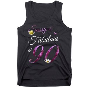 90 Year Old Sassy & Fabulous Floral 1933 90th Birthday Gift Tank Top