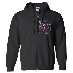 90 Year Old Sassy & Fabulous Floral 1933 90th Birthday Gift Full Zip Hoodie