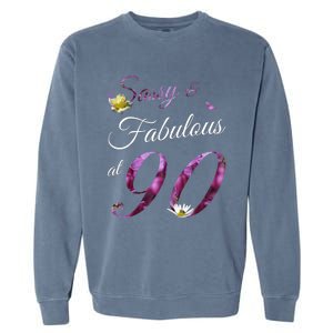 90 Year Old Sassy & Fabulous Floral 1933 90th Birthday Gift Garment-Dyed Sweatshirt