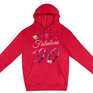 90 Year Old Sassy & Fabulous Floral 1933 90th Birthday Gift Premium Pullover Hoodie