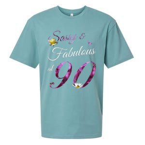 90 Year Old Sassy & Fabulous Floral 1933 90th Birthday Gift Sueded Cloud Jersey T-Shirt