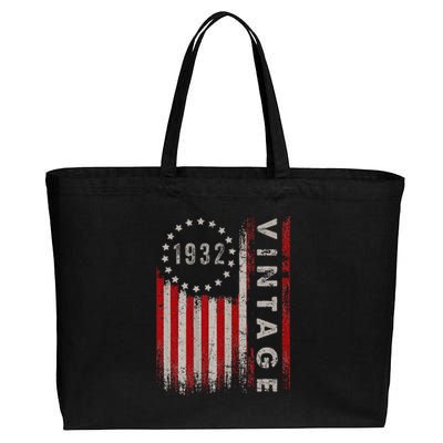 91 Year Old Gifts Vintage 1932 American Flag 91st Birthday Cotton Canvas Jumbo Tote