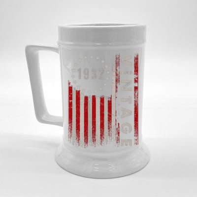 91 Year Old Gifts Vintage 1932 American Flag 91st Birthday Beer Stein