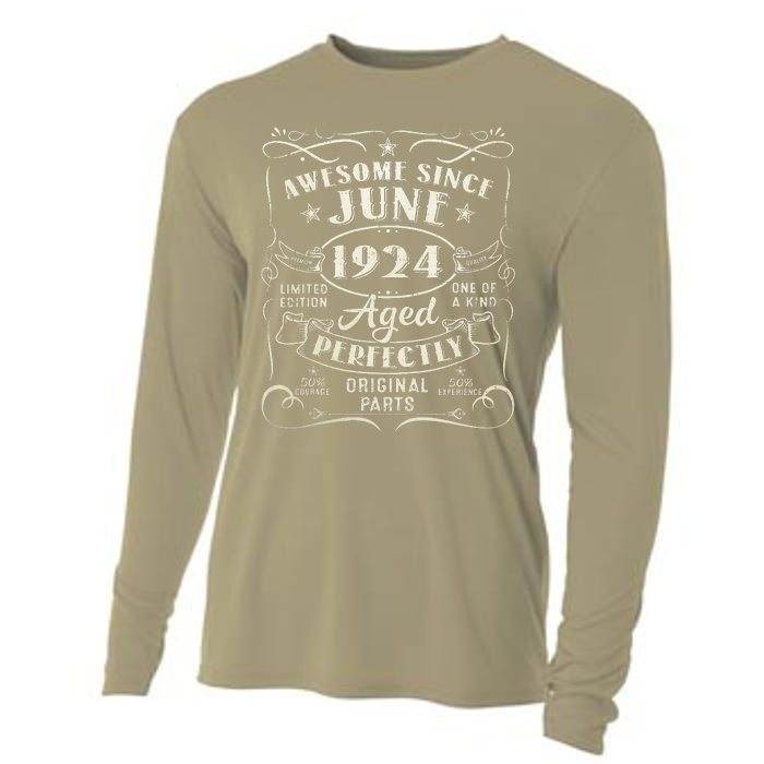 99 Year Old Awesome Since June 1924 99th Birthday Cooling Performance Long Sleeve Crew