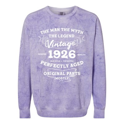 96 Year Old The The Myth The Legend 1926 96th Birthday Cute Gift Colorblast Crewneck Sweatshirt