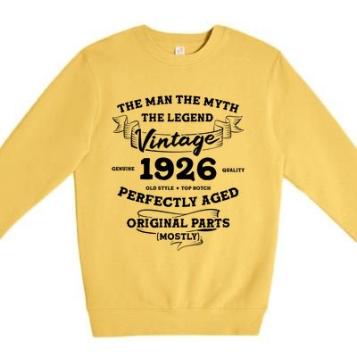 96 Year Old The The Myth The Legend 1926 96th Birthday Cute Gift Premium Crewneck Sweatshirt