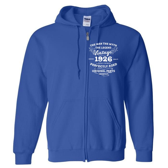 96 Year Old The The Myth The Legend 1926 96th Birthday Cute Gift Full Zip Hoodie