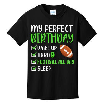 9 Year Old American Football Birthday Party 9th Boy Player Kids T-Shirt