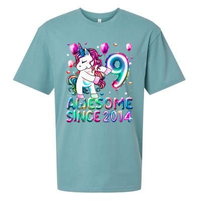 9 Years Old Unicorn Flossing 9th Birthday Girl Unicorn Party Sueded Cloud Jersey T-Shirt