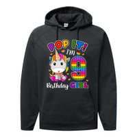 9 Year Old Gift 9th Birthday Girl Unicorn Pop It Fidget Performance Fleece Hoodie