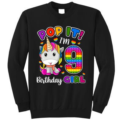 9 Year Old Gift 9th Birthday Girl Unicorn Pop It Fidget Sweatshirt