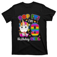 9 Year Old Gift 9th Birthday Girl Unicorn Pop It Fidget T-Shirt