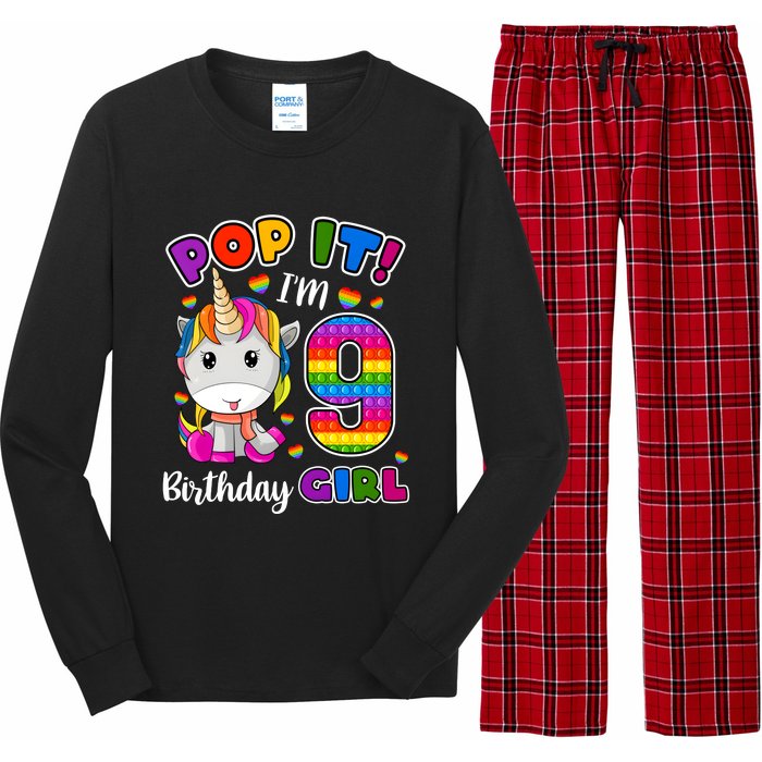 9 Year Old Gift 9th Birthday Girl Unicorn Pop It Fidget Long Sleeve Pajama Set