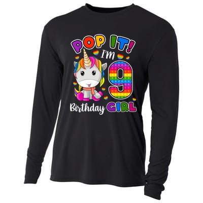 9 Year Old Gift 9th Birthday Girl Unicorn Pop It Fidget Cooling Performance Long Sleeve Crew