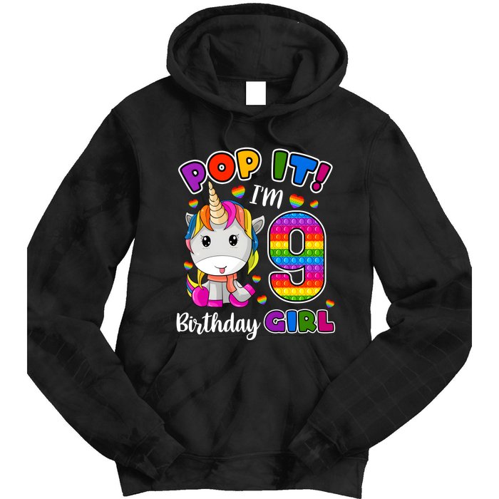 9 Year Old Gift 9th Birthday Girl Unicorn Pop It Fidget Tie Dye Hoodie