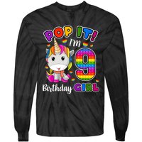 9 Year Old Gift 9th Birthday Girl Unicorn Pop It Fidget Tie-Dye Long Sleeve Shirt