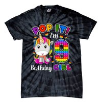 9 Year Old Gift 9th Birthday Girl Unicorn Pop It Fidget Tie-Dye T-Shirt