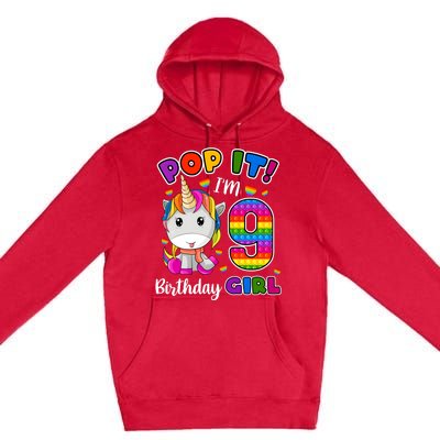 9 Year Old Gift 9th Birthday Girl Unicorn Pop It Fidget Premium Pullover Hoodie