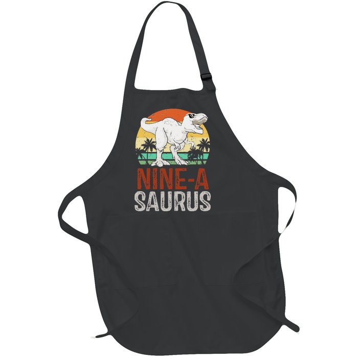 9 Years Old Dinosaur Trex Awesome Since 2014 Birthday Full-Length Apron With Pockets