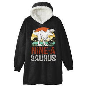 9 Years Old Dinosaur Trex Awesome Since 2014 Birthday Hooded Wearable Blanket