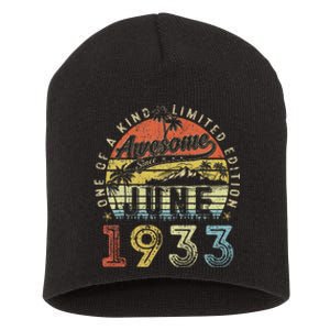 90 Year Old Awesome Since June 1933 90th Birthday Short Acrylic Beanie