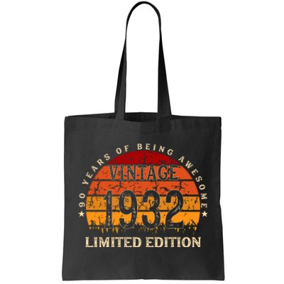 90 Year Old Gifts Retro Vintage 1932 Limited Edition 90th Birthday Tote Bag