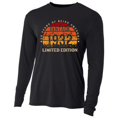 90 Year Old Gifts Retro Vintage 1932 Limited Edition 90th Birthday Cooling Performance Long Sleeve Crew