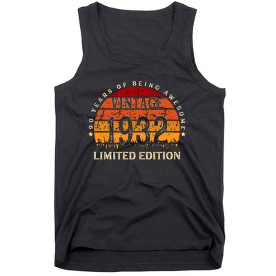 90 Year Old Gifts Retro Vintage 1932 Limited Edition 90th Birthday Tank Top