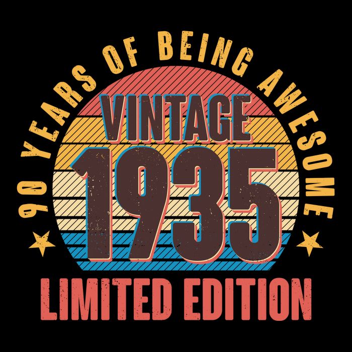 90 Years Of Being Awesome 1935 Limited Edition Vintage Retro Cooling Performance Crew T-Shirt