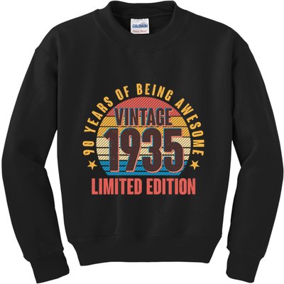 90 Years Of Being Awesome 1935 Limited Edition Vintage Retro Kids Sweatshirt