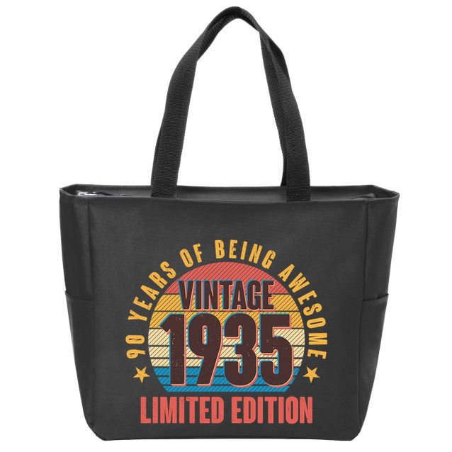 90 Years Of Being Awesome 1935 Limited Edition Vintage Retro Zip Tote Bag