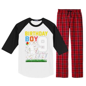 9 Year Old Birthday Boy Soccer 9th Birthday Boy Raglan Sleeve Pajama Set