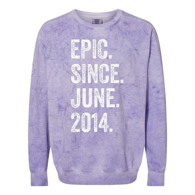 9 Years Old Epic Since June 2014 9th Birthday Colorblast Crewneck Sweatshirt