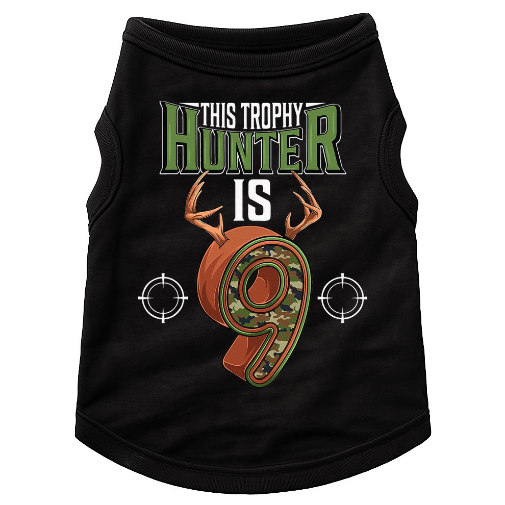 9 Year Old Hunting 9th Birthday Party Deer Hunter Doggie Tank