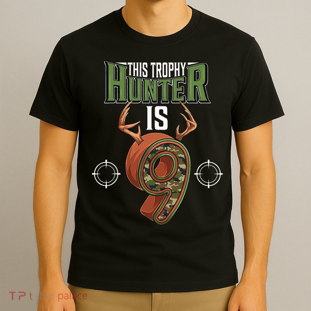 9 Year Old Hunting 9th Birthday Party Deer Hunter T-Shirt