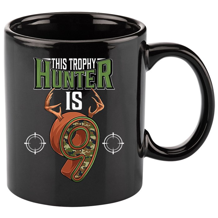 9 Year Old Hunting 9th Birthday Party Deer Hunter 11oz C Handle Ceramic Mug