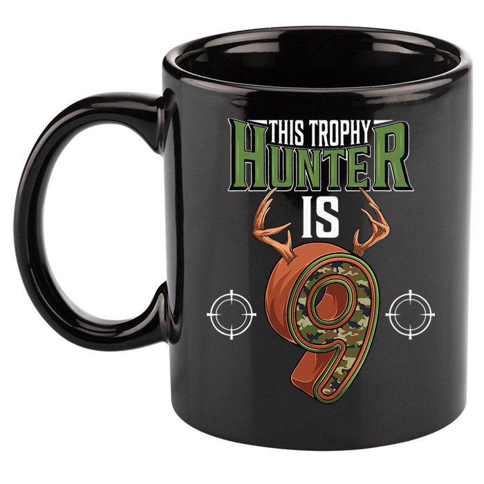 9 Year Old Hunting 9th Birthday Party Deer Hunter 11oz C Handle Ceramic Mug