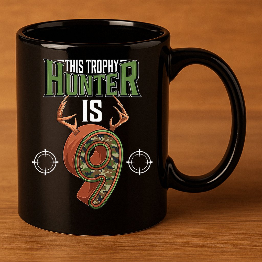 9 Year Old Hunting 9th Birthday Party Deer Hunter 11oz C Handle Ceramic Mug