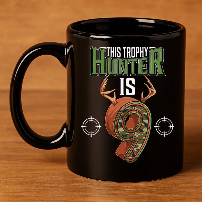 9 Year Old Hunting 9th Birthday Party Deer Hunter 11oz C Handle Ceramic Mug