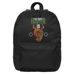 9 Year Old Hunting 9th Birthday Party Deer Hunter 16 in Basic Backpack