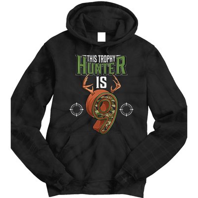 9 Year Old Hunting 9th Birthday Party Deer Hunter Tie Dye Hoodie