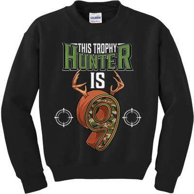 9 Year Old Hunting 9th Birthday Party Deer Hunter Kids Sweatshirt