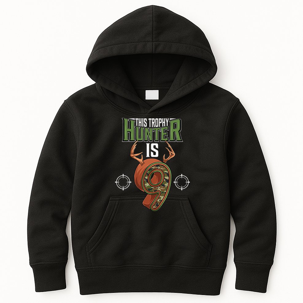 9 Year Old Hunting 9th Birthday Party Deer Hunter Kids Hoodie