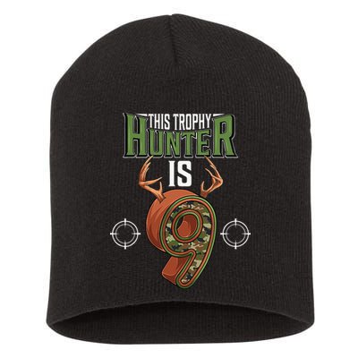 9 Year Old Hunting 9th Birthday Party Deer Hunter Short Acrylic Beanie